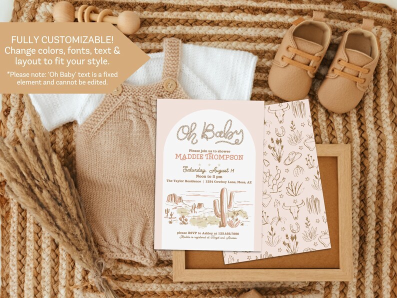 cowgirl baby shower invitation printable template