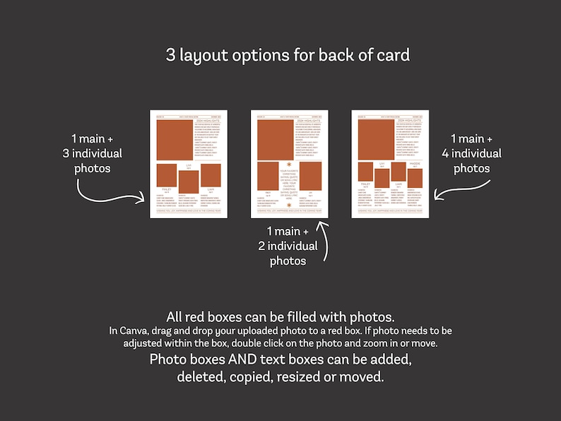 3 options for back of card