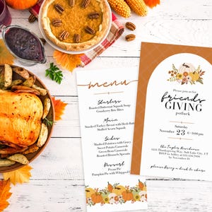 friendsgiving invitation and menu editable template
