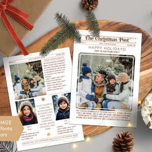 editable christmas newsletter template with 3 options for back of card