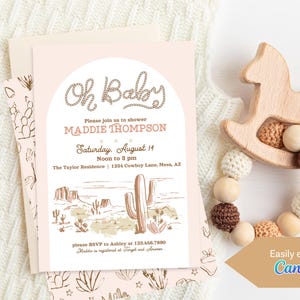 a little cowgirl pink baby shower invitation template