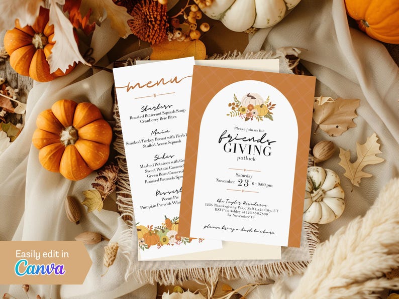canva digital invitation template for friendsgiving thanksgiving dinner