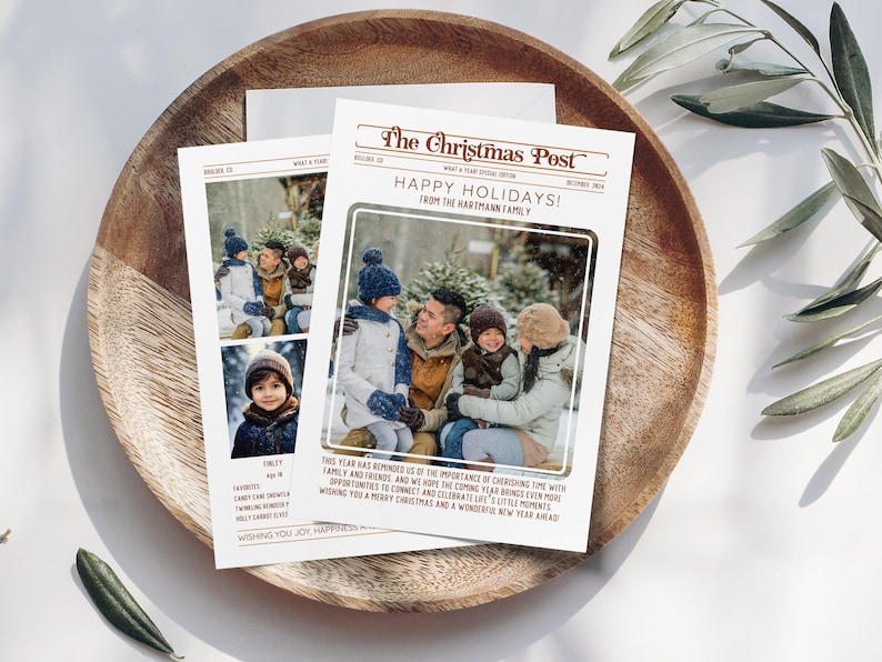 Christmas post newsletter template for 2 3 or 4 kids
