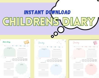 Childrens daily diary Printable | Kids daily journal Printable | Journaling | Diary for children Printable | Printable journal | DIY journal