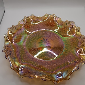 Vintage Indiana Glass Marigold Carnival Glass Hostess Plate with Ruffled Edge