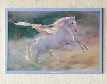 Downloadable White Horse with Hair Braid print, Digital print, Wall art, Wallpaper, background, Wall art, gift idea