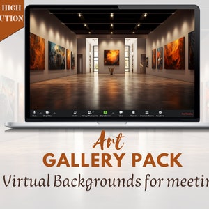 5 Virtual Art Gallery Backgrounds for Meetings – Super High Quality, 16:9 Ratio, Instant Download