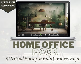 5 Super High-Quality Virtual Home Office Backgrounds - Instant Download!