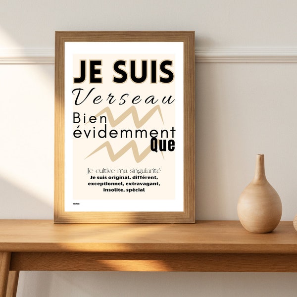 affiche verseau, signe astrologique verseau, poster signe astral verseau, design verseau