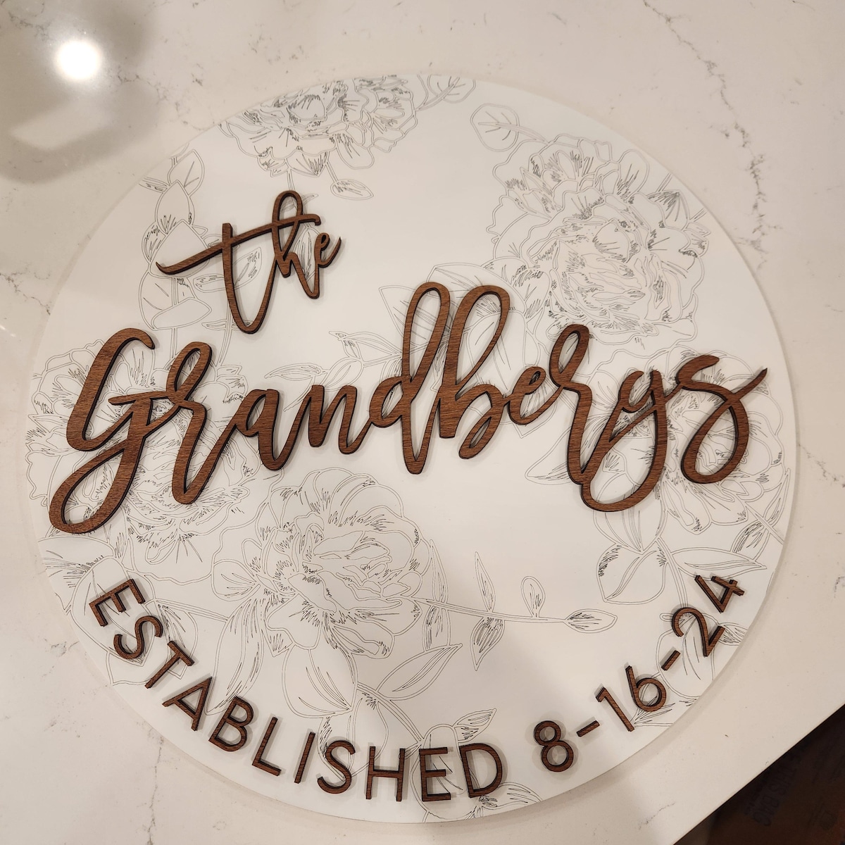 Personalized Floral Wedding Sign: Custom Last Name Decor With Command Strips for Newlyweds - Etsy