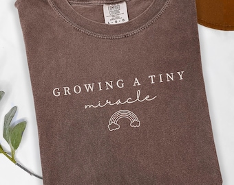 Growing a Tiny Miracle Comfort Colors Pregnancy Announcement Tee