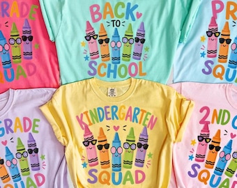T-shirt pour la rentrée scolaire, T-shirts pour l'équipe de niveau scolaire, Cadeau pour enseignant, T-shirt avec fournitures scolaires pour enseignant, Chemise crayon, T-shirts pour l'équipe enseignant du personnel scolaire
