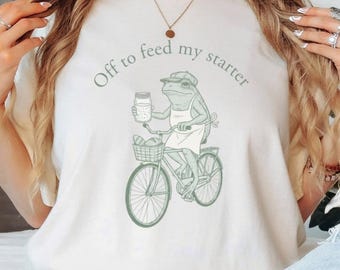 Camiseta con estampado de rana y masa madre, regalo divertido para amantes de la panadería.