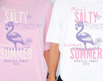 Camiseta personalizada para despedida de soltera con temática playera, ideal para viajes de chicas a la costa o para fiestas nupciales.