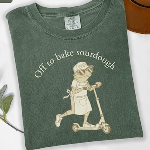 Sourdough Baking Frog Scooter T-Shirt, Funny Bread Making Tee