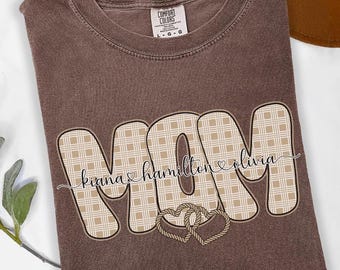 Camiseta personalizada de mamá Aloha Hawaii: Paniolo Palaka/Plaid
