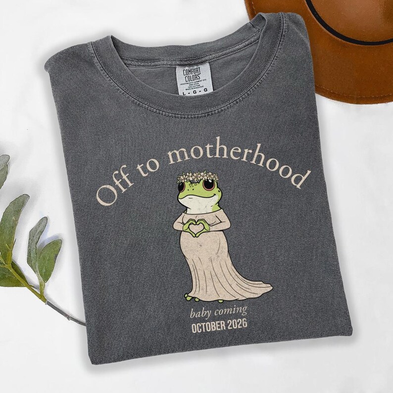 Personalized Motherhood Frog Shirt, Pregnancy Announcement Maternity Tee, Baby Coming Soon Pepper