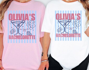 Camiseta personalizada para despedida de soltera en Las Vegas, ideal para viajes de chicas a Las Vegas, cumpleaños y despedidas de soltera.