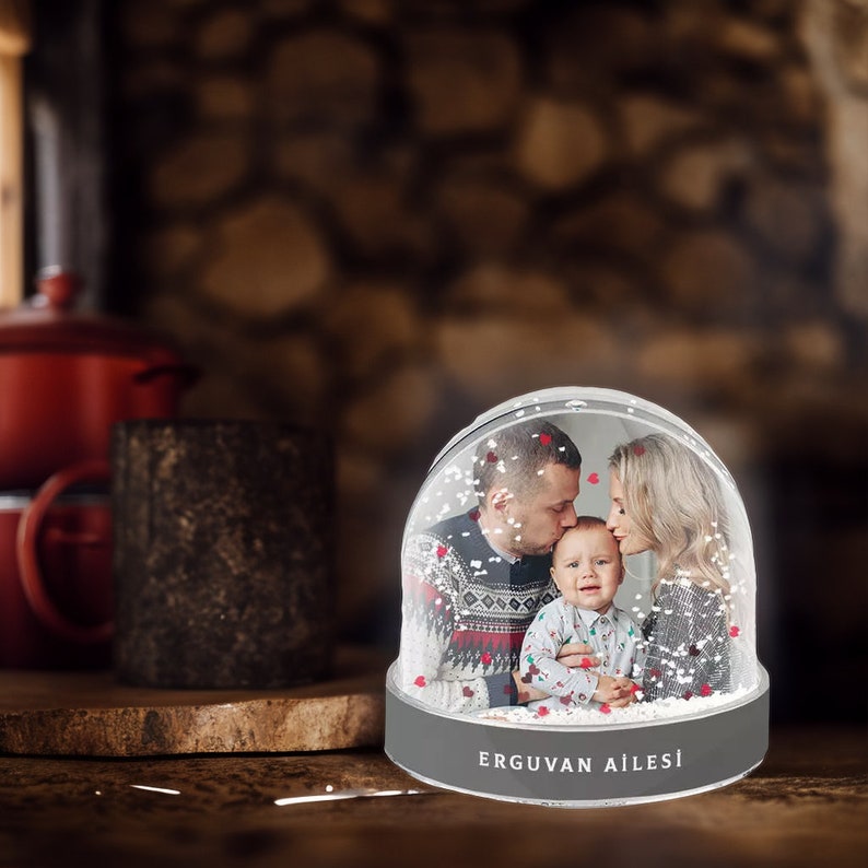 Custom Snow Globe/ Personalized Snow Globe/ Put on Your Photo and Text Name/ Personalized Gift