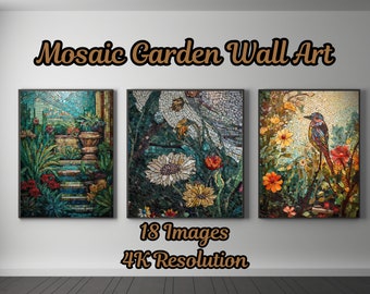 Mosaic Garden Wall Art Room Decor Art numérique imprimable | Beau Jardin Art Décoration Chambre Esthétique