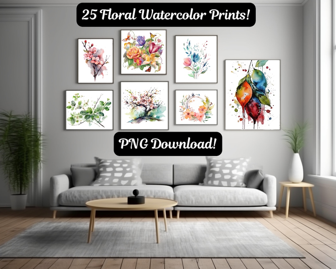 Floral Watercolor Wall Art Flower Watercolor Spring Wall Art Etsy