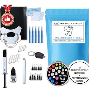 DIY Tooth Gem Kit – 62-Piece Sparkle Kit |Up to 10 Uses | Easy At-Home Tooth Gems, Gem Kits, Tooth Gems Jewelry, Tooth Bling, Tooth Stones
