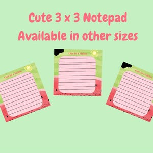 One in a Melon 3x3 Notizblock - 50 Blatt Wassermelone Mini-Notizblock | Süßer Sommer-Papierblock | Kleines Obst Sticky Note Style Geschenk für Sie oder Teache