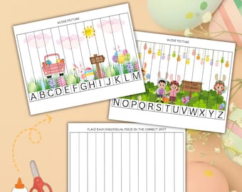 Printable Easter Alphabet Puzzle | Preschool Sequencing Cut & Paste Craft (Digital Download)