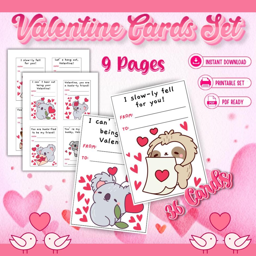 Animal Valentine Cards for Kids | Printable Classroom Valentines (PDF ...