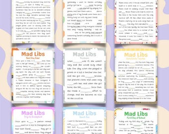 Mad Libs Printable Kids Activity | Funny Fill-in-the-Blank Stories (10 Pages)