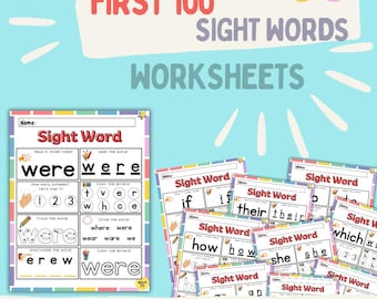 First 100 Sight Words Worksheets | K-1st Grade Literacy (PDF)