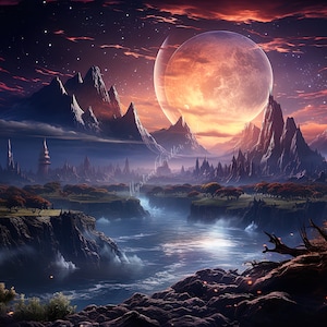 Magical Backgrounds Vol. 9 landscape computer wallpaper, landscape digital wallpaper, fantasy desktop background, instant download image 5