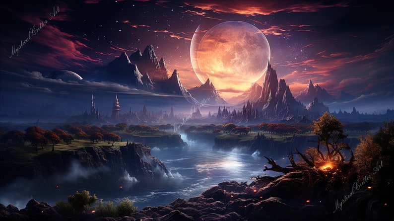 Magical Backgrounds Vol. 9 landscape computer wallpaper, landscape digital wallpaper, fantasy desktop background, instant download image 5