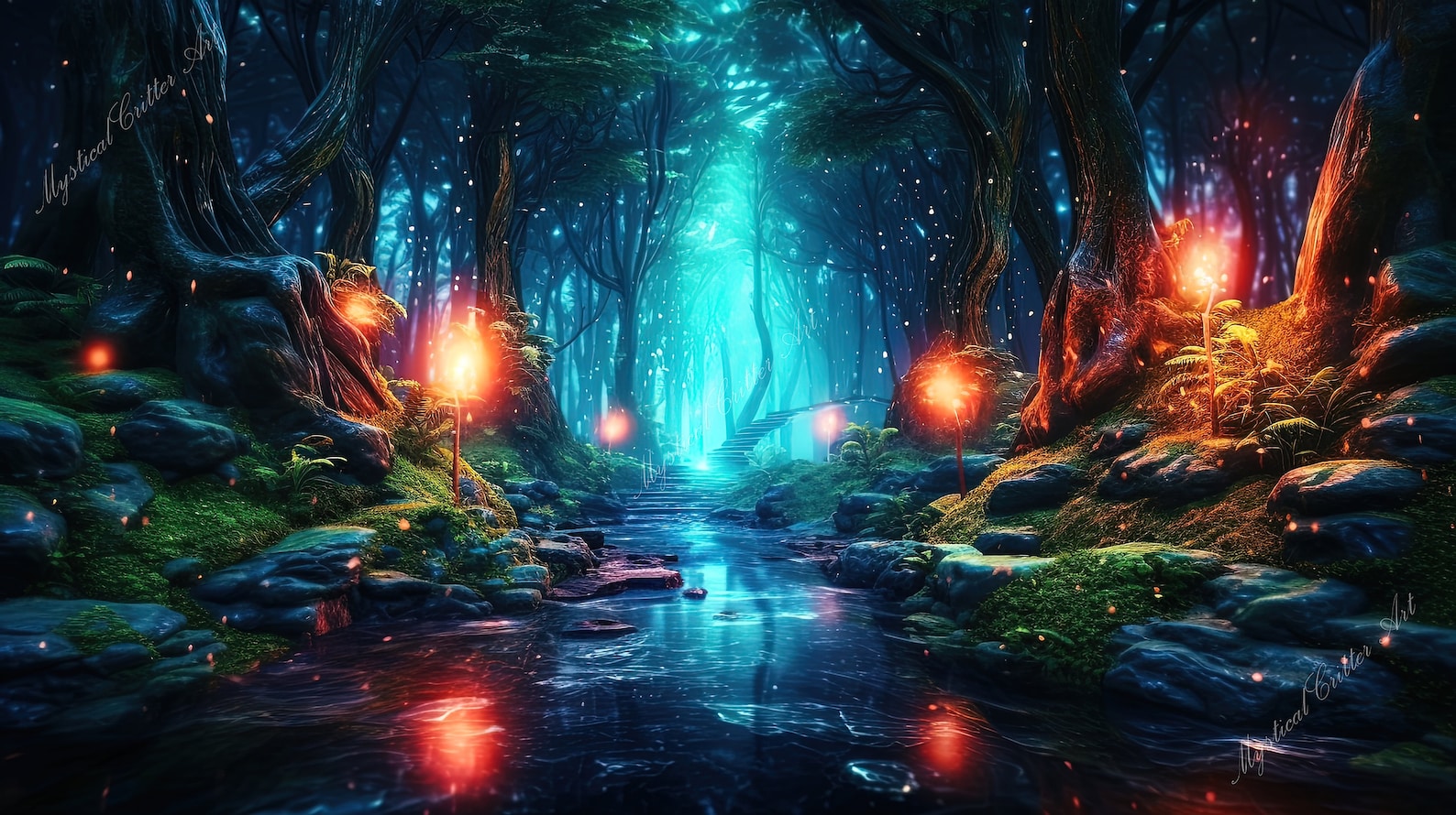 5 Fantasy Backgrounds, Computer Wallpaper, Digital Wallpaper, Desktop