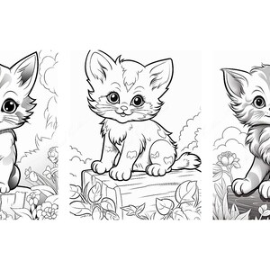 Cute Kitten Coloring Book, Printable Cat Coloring Pages for Adults and ...
