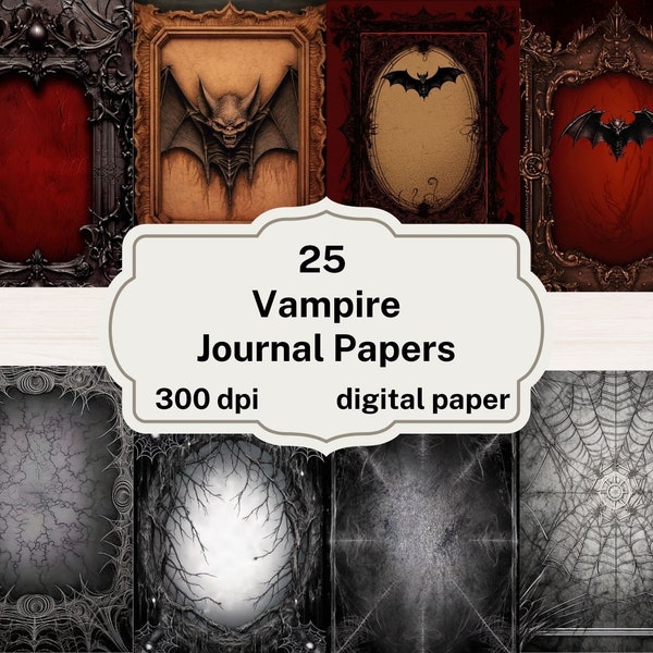 Vampire Journal Paper, printable decorative digital sheets 8.5x11 instant download commercial use