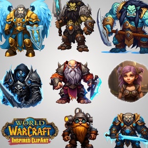 Clipart inspirado em World of Warcraft, 33 imagens PNG transparentes, download digital