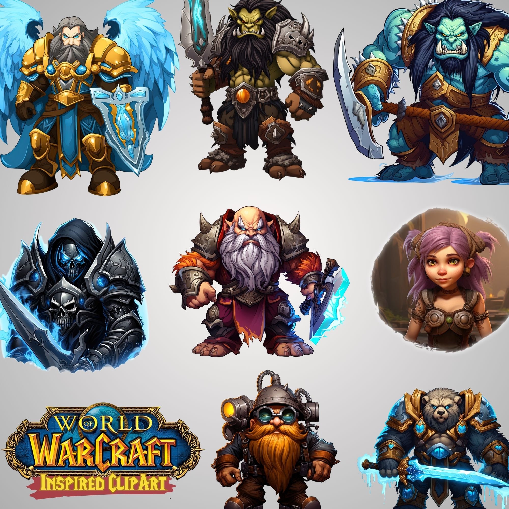 World of Warcraft Inspired Clipart, 33 Transparent PNG Images, Digital Download