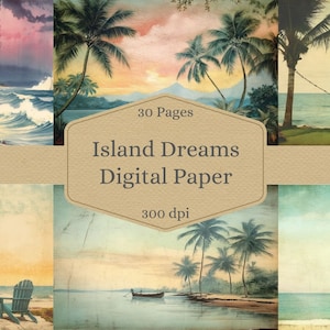 Island Dreams Digitales Journal Papier - 30 Seiten 300dpi JPG junk journal scrapbooking Papiere, Sofort Download