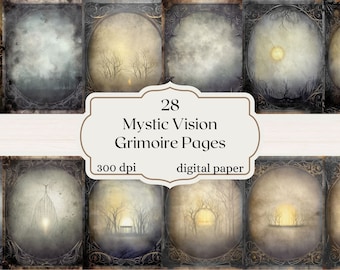 Mystic Vision Grimoire Paper grimoire paper witchcraft download spell book pages 8.5 x 11 inches, digital download