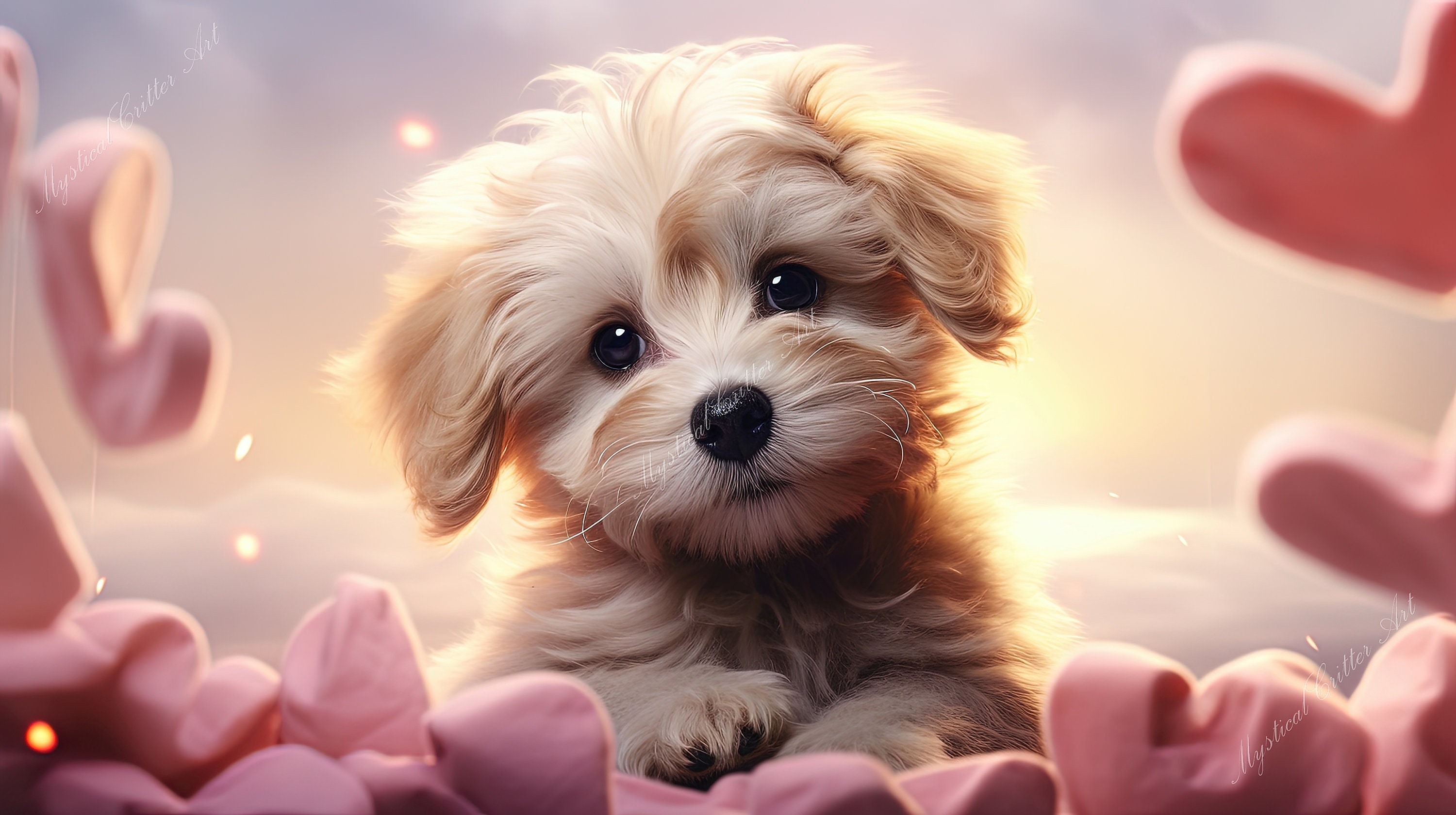 Valentine s Day Puppy Desktop Wallpapers Adorable Puppy Computer Backgrounds for Instant Download Etsy