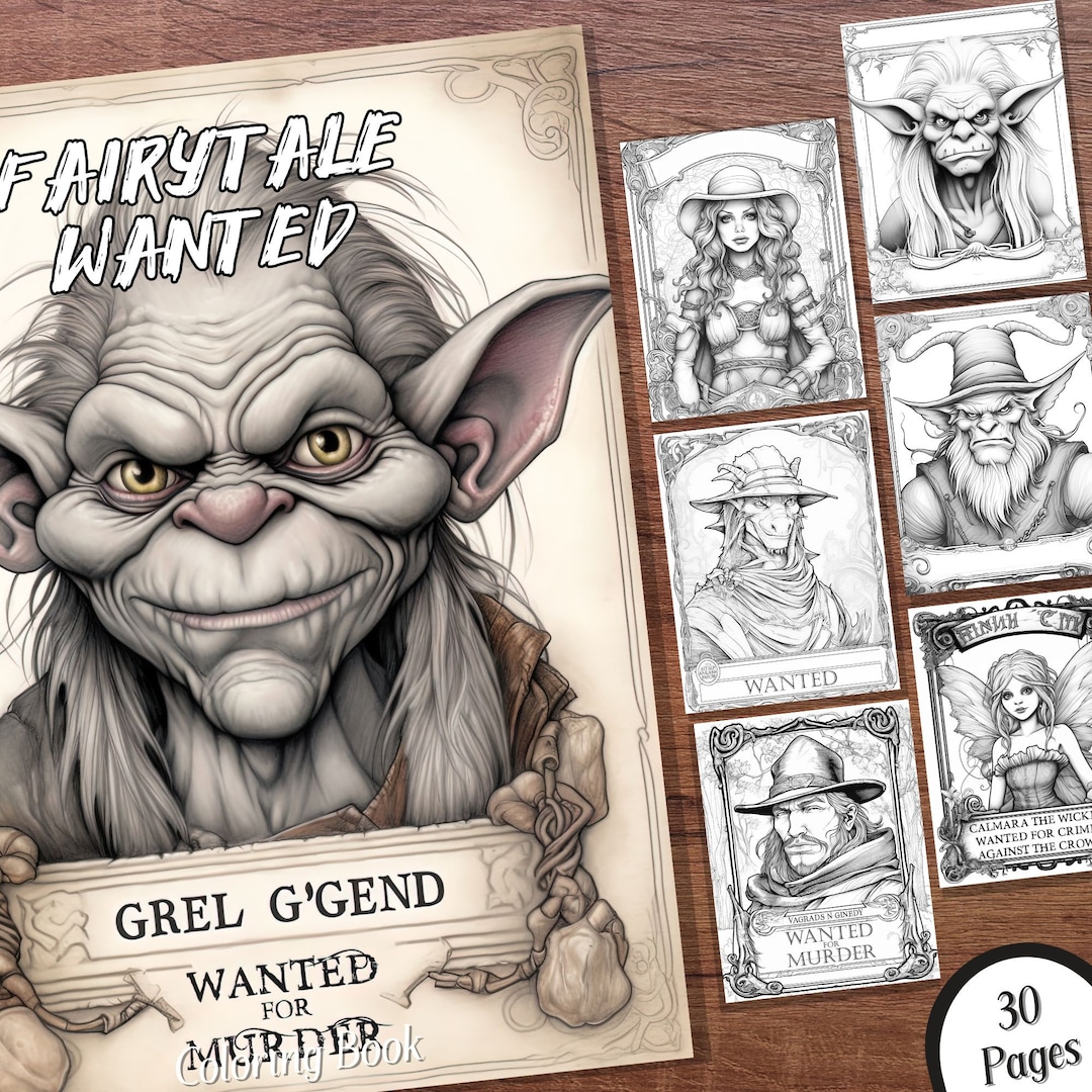 Fairytale Wanted Poster Coloring Book, Elves, Orcs, Goblins, Trolls