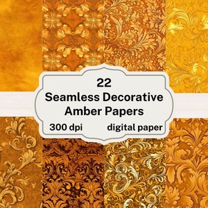 Decoratief Amber digitaal papier, naadloos patroon achtergronden afdrukbaar plakboekpapier instant download commercieel gebruik