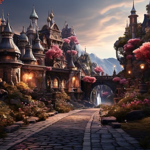 Sfondi da favola vol. 2 - sfondo del computer con paesaggio, sfondo digitale con paesaggio, sfondo del desktop fantasy, download immediato