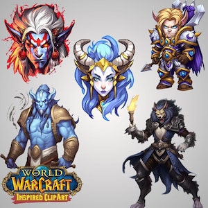 World of Warcraft Inspired Clipart Stickers, 46 Transparent PNG Images, Digital Download
