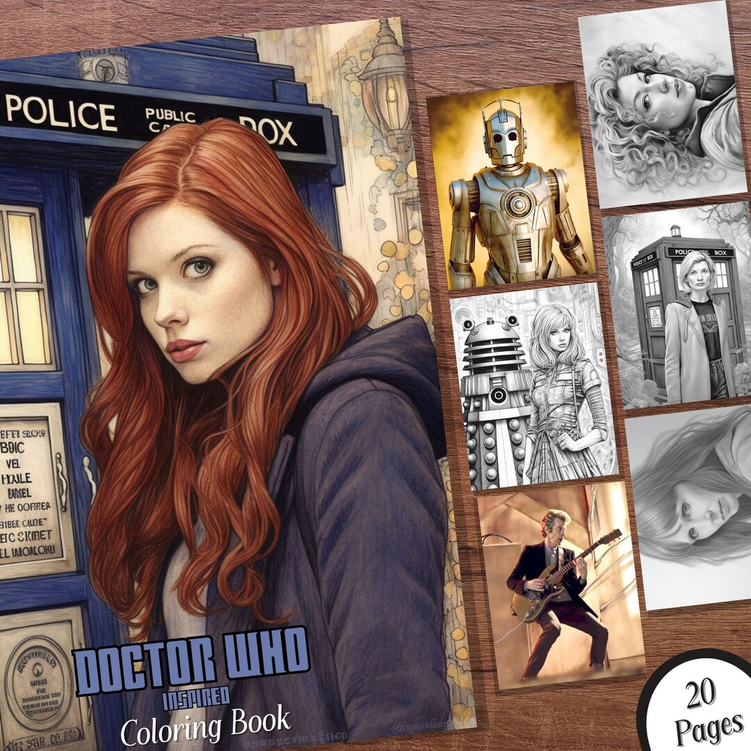 Doctor Who - Adult Coloring PDF - 20 Page Downloadable Coloring Book - Etsy