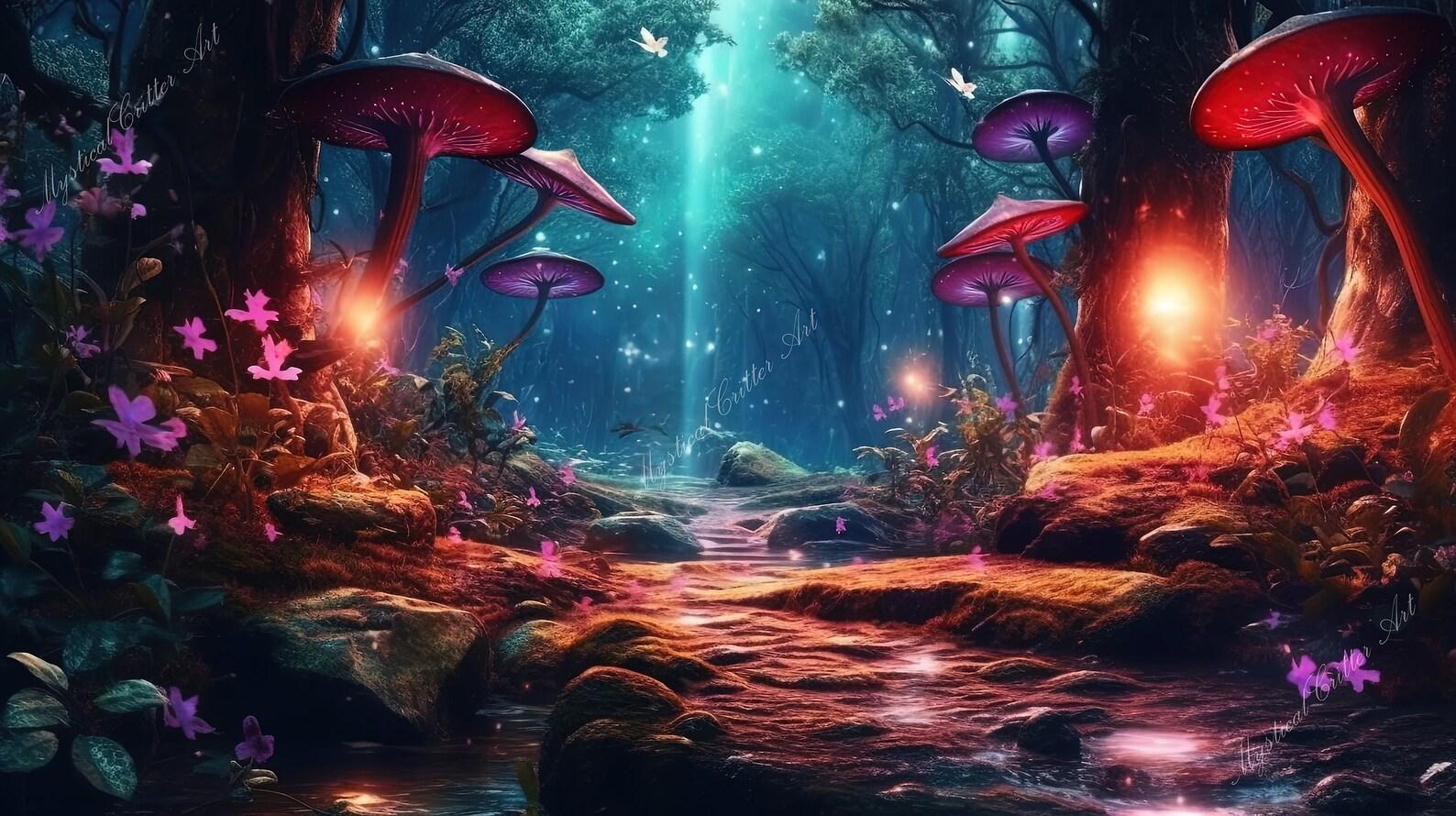 5 Fantasy Backgrounds, Computer Wallpaper, Digital Wallpaper, Desktop