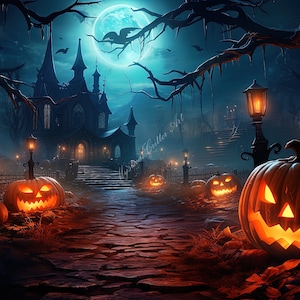 Haunted Halloween Vibes: High-quality Desktop Wallpaper - Etsy