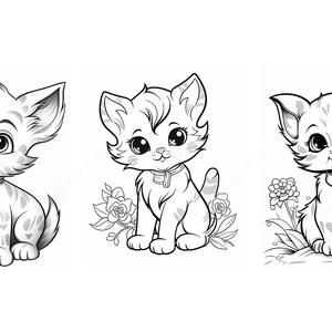 Cute Kitten Coloring Book, Printable Cat Coloring Pages for Adults and ...