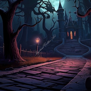 Gruseliges Halloween Desktop Wallpaper, digitaler Download für einen festlichen Arbeitsplatz